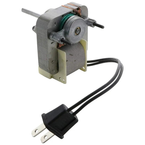 Universal Bathroom Vent Fan Motor Assembly Replacement 120V 50 CFM 3000 RPM, plug with dual prongs, metal body, side view