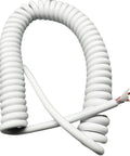 Heavy Duty Coiled Power Cord 15 AWG Pure Copper Spiral Spring Extension Cable visible in coiled white design.