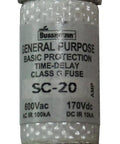 20 Amp Class G Time Delay Fuse Pack Of 5 For Appliances Lighting And Heating Gear 600 Vac 170 Vdc General Purpose Non Indicating Fuse