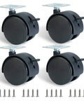 2 Inch Swivel Plate Caster Wheels Set Of 4 With Locks And Stainless Screws 50mm Wheel Diameter 38mm Square Top Plate