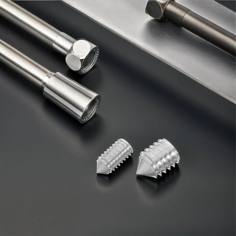 Stainless Steel Hex Socket Set Screws 40 Piece Cone Point M5x8mm M6x8mm Allen Head Hardware For Bathroom Towel Bar Mounting Easy Install Kit With Versatile Applications, cone-point screws shown