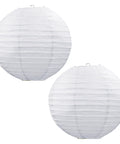 Two Jumbo White Paper Lanterns, 30 Inch Diameter, Assembly Required, Durable White Paper With Metal Supports Inside, Big White Party Decor For Weddings Birthdays And Events