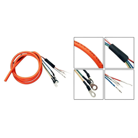 Upgrade Your Ride With Heavy Duty E Bike Motor Extension Cable Featuring Premium Pure Copper Core And High Conductivity For 1000W Systems Designed To Handle Massive Loads Without Voltage Drop While Staying Super Durable And Weatherproof In Any Climate, orange 2.5mm² copper wire with ring terminals