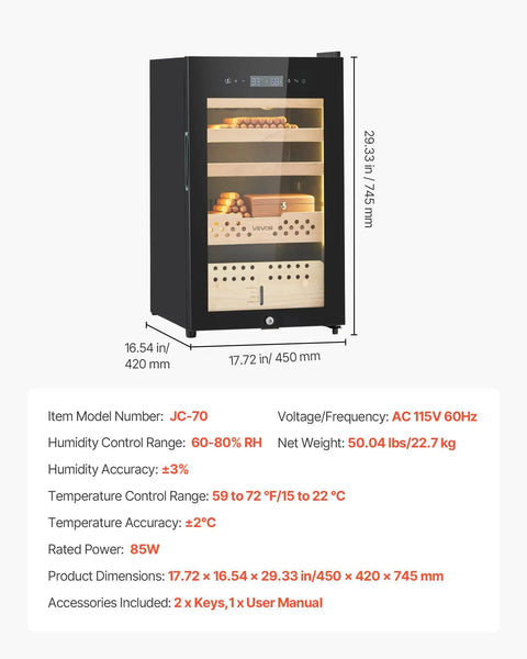 Dope Electric Cigar Humidor Cabinet With Compressor Cooling 70 Liter Capacity Holds 400 Cigars Spanish Cedar Shelves