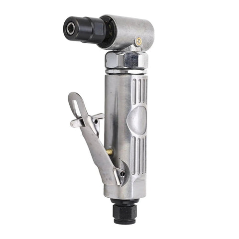 Heavy Duty Air Die Grinder Adjustable Speed Up To 20000 RPM For Polishing Grinding And Deburring Pneumatic Power Tool in silver with right angle design.