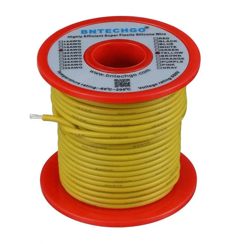 Badass 18 Gauge Yellow Silicone Wire 50 Feet Long Stranded Tinned Copper Core Hardcore Enough For Hot Rod Builds And Lighting Up Your Project With Effortless Solder Action Now on a spool.