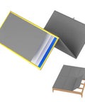Queen Size Bunkie Board Featuring A Rock Solid Metal Frame And Dense Foam Core Non Slip Mattress Foundation in gray foam and metal, shown in folded position.