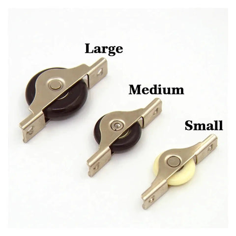 Heavy Duty V Groove Wheel With Silent Nylon Caster For Slick Sliding Door Track Operation showing large, medium, and small sizes.