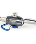Mini Aluminum Windstorm Air Blow Gun With Adjustable Flow Nozzle for high-flow dust removal, side view, blue handle