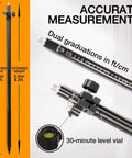 Carbon Fiber GPS Pole Adjustable Telescopic Prism Pole Extends Up To 8.2 Feet For Precise Positioning And Land Surveying, with level vial