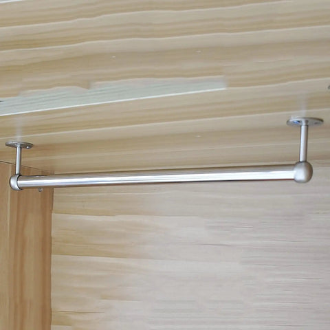Heavy Duty Stainless Steel Clothes Rod For Modern Closets, wall mounted detachable bar, fitted in wooden closet