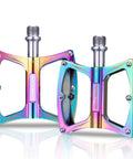 Nine Sixteenths Inch Aluminum Mountain Bike Pedals With Sealed Bearings, lightweight flat platform pedals, CNC machined alloy.