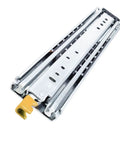 Heavy Duty Full Extension Drawer Slides With Lock 40 Inch 1 Pair Detachable Quick Release Latches 3 Fold Full Extension, chrome finish.