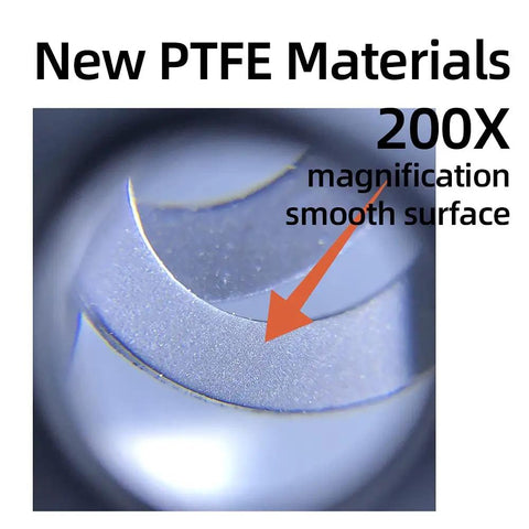 Close-up of new PTFE materials showing smooth surface under 200X magnification for Top Shelf PTFE Coated Nylon Washers 5X8X0 5Mm Set.