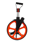 Acouto Mechanical Measuring Wheel Durable Handheld Distance Wheel for Land Measurement 0-9999.9m and 0-9999.9ft, orange wheel, sturdy design.