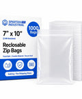 1000 Count 7x10 Inch Clear Reclosable Zip Bags With Airtight Seal, 2 Mil Poly Bags Made From Virgin LDPE For Total Water Resistance, Storage, Packaging, And Merch Protection. Box and stacked bags