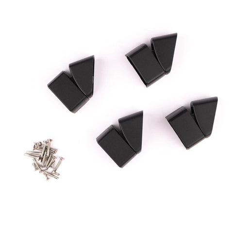 Textured Black Aluminum Rapid Rail Horizontal Angle Bracket Kit Four Pack With All Hardware For Aluminum Rapid Rail Systems Lets You Dial In Angles From Twenty To Forty Five Degrees With Internal Swivel For A Clean High End Look On Your Deck