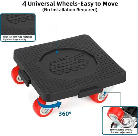 Heavy Duty Furniture Lifter With 4 Sliders And Crowbar 360 Degree Rotation Wheels Mover Dolly 660 lb Load Capacity detail