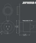 Diagram of Outdoor 15 Amp NEMA 5-15 Flanged Outlet Weatherproof Receptacle Black Surface Mount with dimensions and covers