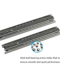 Heavy Duty 9 Inch Full Extension Ball Bearing Telescopic Drawer Slides Two Pair Cold Rolled Steel with ball bearings for smooth glide.