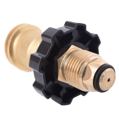 POL to QCC1 Propane Tank Adapter Brass Connector for Converting Old POL Tanks to Modern Type1 Hoses and Regulators close-up view