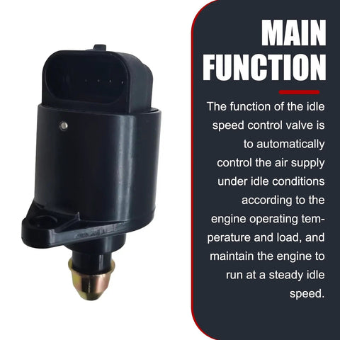 Built Tough Idle Speed Control Valve For Daily Cruisers Heavy Duty Replacement close-up view showing black finish and connector.