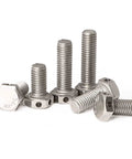 M12x35 304 stainless steel hex head bolts with holes, 4-pack, front view for safety wiring.