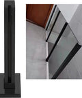 Sleek Matte Black Glass Railing Posts With Heavy Duty Stainless Steel Cores For Indoor Outdoor Decks Balconies And Pools delivering secure glass mounting.