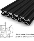 10 Pack T Slot 2020 Aluminum Extrusion 600mm European Standard Black Anodized Profile with technical diagram