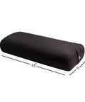 Beefy Rectangular Yoga Bolster For Deep Restorative Poses Ultra Firm Foam Core With Cotton Cover Handmade In The USA Black 25 In By 11 In By 5 In 5 Lb Restorative Pillow You Can Count On, angled view