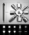 All In One 10 In 1 Carbon Steel Portable Screwdriver And Wrench Kit for control cabinets elevators water meters valves with square and triangle holes drills