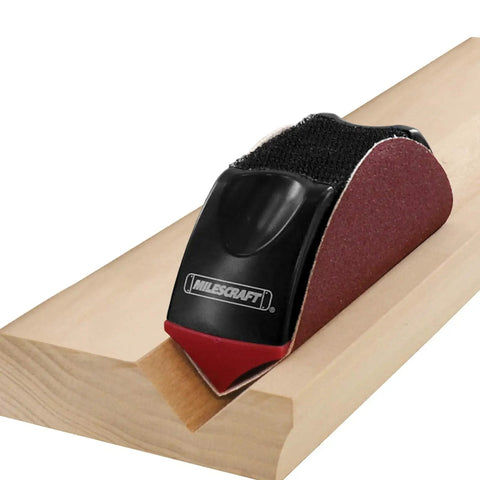 Hand Sanding Tool For Getting Into Nooks And Crannies On Intricate Surfaces With 5 Inch Disc Compatibility on wooden edge