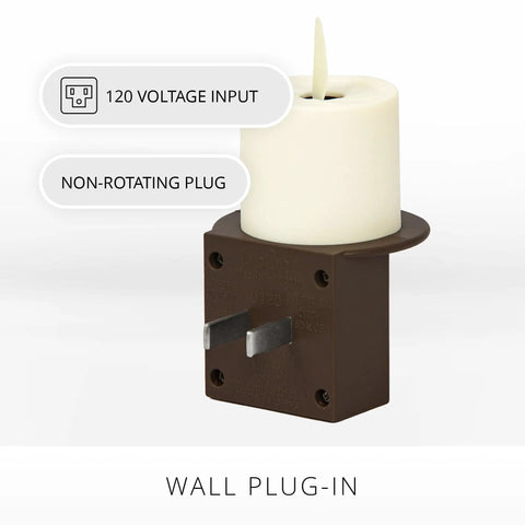 Bronze Plug In Flameless Night Light With Real Flame Effect Dusk To Dawn Sensor Indoor Wall LED Candle