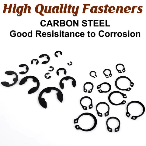 360 Pcs Carbon Steel E Clips And Snap Rings Kit Includes External Retaining Rings C Clips Circlips From 2mm To 12mm For 5mm 16mm