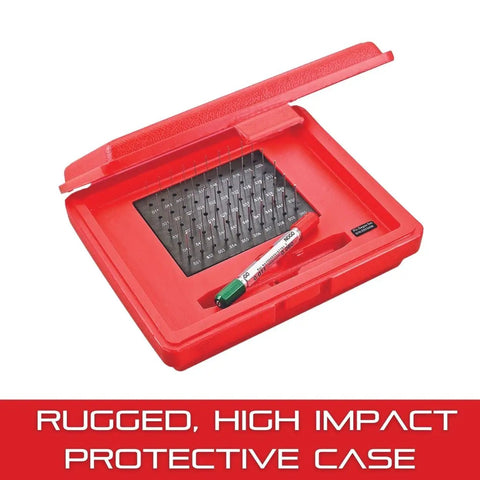 Pro Grade Precision Steel Pin Gauge Set With Beefy Protective Case 0.011 To 0.060 Inch Range Minus Set 50 Gages in durable red case