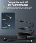 1920P Endoscope With Light Snakes Through Tight Spots Like A Pro, showing coiled cable, USB-C, and Lightning connectors