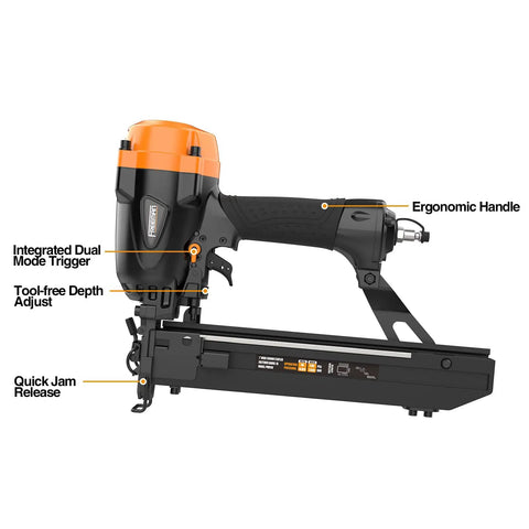 Pneumatic 16 Gauge Wide Crown Stapler For Construction Projects And Heavy Duty Roofing Sheathing Truss Assembly Foam Board Insulation