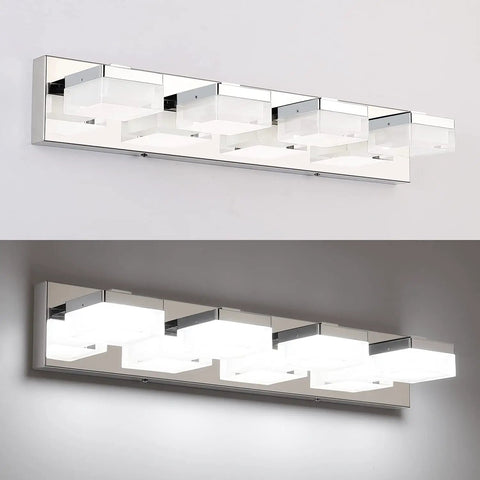Dope Four Light LED Vanity Fixture Over Mirror In Gloss Chrome 24.9 Inch Bathroom Vanity Light, Energy Saving Bath Lighting