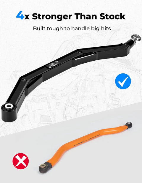 Rear Radius Arms For Polaris RZR XP 1000 2014 To 2023 Beefed Up Ground Clearance And Smoother Off Road Ride Heavy Duty Rear Suspension Arms Improve Obstacle Clearance And Undercarriage Protection, black steel arm