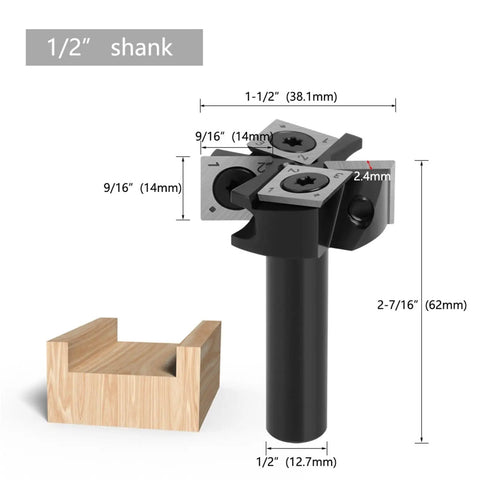 No Nonsense 4 Flute Spoilboard Surfacing Bit With Replaceable Carbide Inserts For Wood Planers Clean Cutting MDF Face Mill And Butter Smooth Woodworking Milling Cutter Built For Garage Shop Grind with dimensions and shank size.