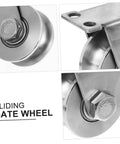 Close-up view of Stainless Steel Sliding Door Rollers Set For Heavy Duty U Groove Tracks With Double Bearings, showing wheel design.