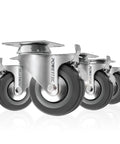3 Inch Swivel Caster Wheels Set Of 4 With Dual Locking Brakes And Rubber Tread, Beefy Heavy Duty Plate Casters
