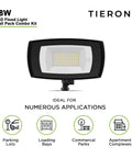 28W LED flood light wall pack combo kit with black casing and grid array, ideal for parking lots and commercial areas.