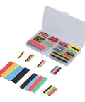 Top Tier 164 Piece Heat Shrink Tubing Kit For Ultimate Wire Protection And Electrical Repair With Durable Polyolefin Sleeves Assorted Sizes Stored In Tidy Box For Pro Grade Harness Cable Fixing Jobs, open case with assorted heat shrink tubes