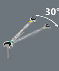 Joker Double Open Ended Wrench 10x13mm 167mm length shown at 30-degree angle with beefy grip jaw plate and non-slip limit stop.