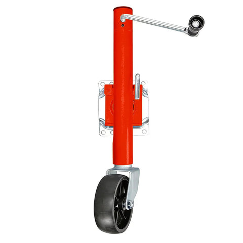 Torin 1000-lb trailer jack with wheel; red bolt-on tongue jack, 10-inch swivel wheel