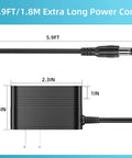 Universal Power Cord For Elliptical And Cardio Machines Replacement Charger Cable with dimensions 5.9FT length and connector view
