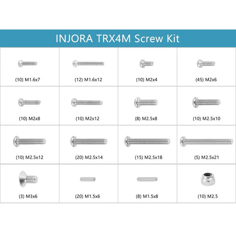 Beefed Up Stainless Steel Hex Screws Hardware Kit With Pins And Nuts M1.6 M2 M2.5 Grade 12.9 for TRX4M 1 18 RC Crawler car upgrade