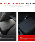 Before and after view of Leather Center Console Armrest Cover For Mazda CX-5 2017-2025 showing installation and protection benefits