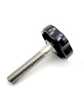 3/8 Inch Thumbscrew Bolts With Slick Clamping Knobs 304 Stainless Steel black knob and metal screw side view.